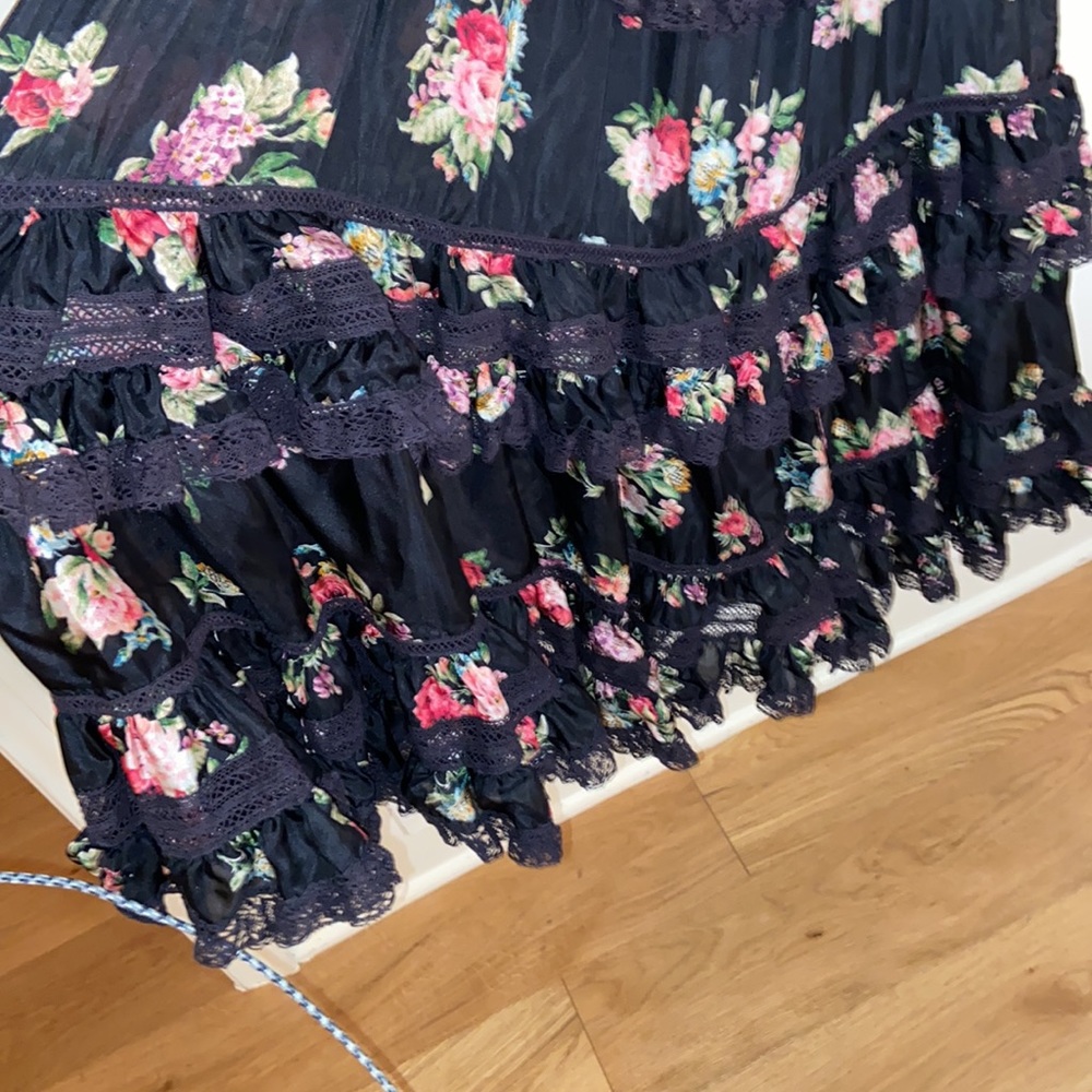 Zimmermann Honour Floral-print Tiered Silk Midi Dress In Black- siz… - Picture 10 of 15